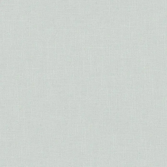 Marburg Boho Vliestapete Uni I - Grün-Grau, Uni, 10,05 x 0,53 m - Hellblau-grüne, leinenartige Stofftextur.