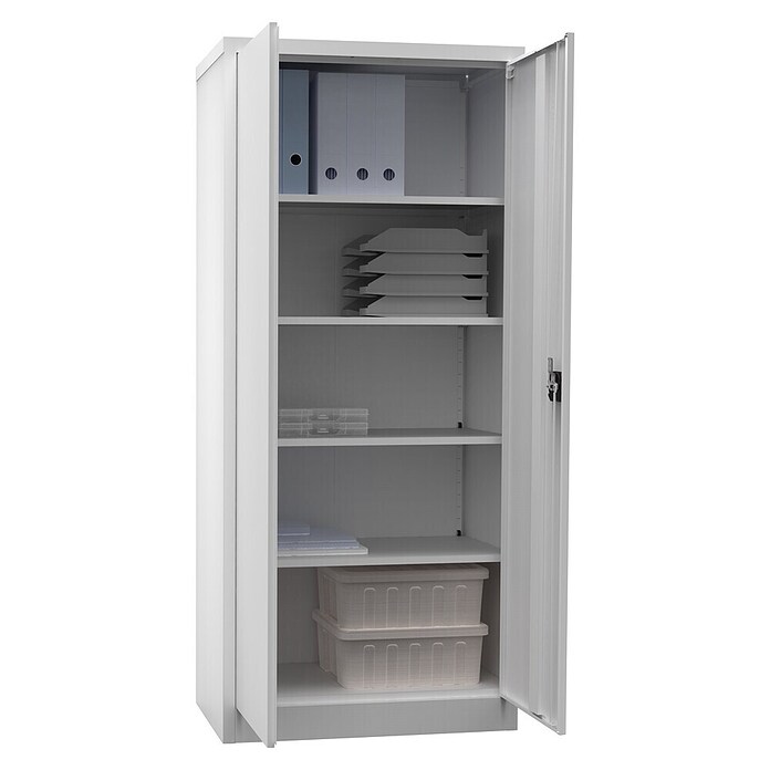 Regalux Metall-Mehrzweckschrank (H x B x T: 180 x 80 x 41 cm, Grau, Anzahl Böden: 4 Stk.) | BAUHAUS