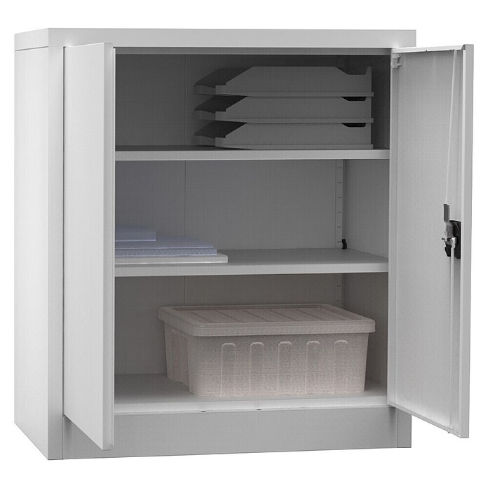 Regalux Metall-Mehrzweckschrank (H x B x T: 90 x 80 x 41 cm, Grau, Anzahl Böden: 2 Stk.) | BAUHAUS