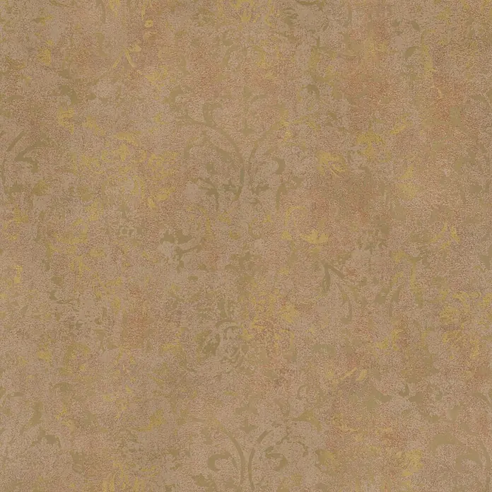 Marburg City Glow Vliestapete Ornamental - Braun-Gold, Ornament, 10,05 x 0,53 m - Braune, strukturierte Tapete mit dezentem goldenem Damastmuster.