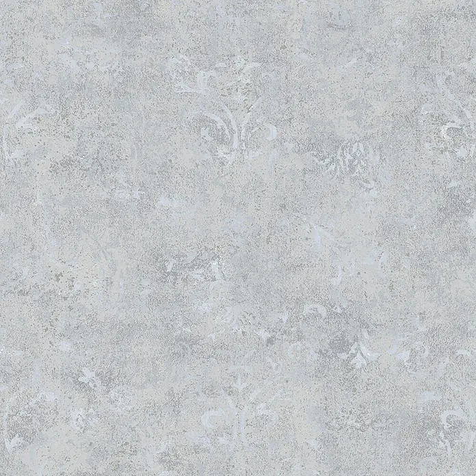 Marburg City Glow Vliestapete Ornamental - Grau, Ornament, 10,05 x 0,53 m - Hellgraue, texturierte Oberfläche mit dezentem, abgenutztem Damastmuster.