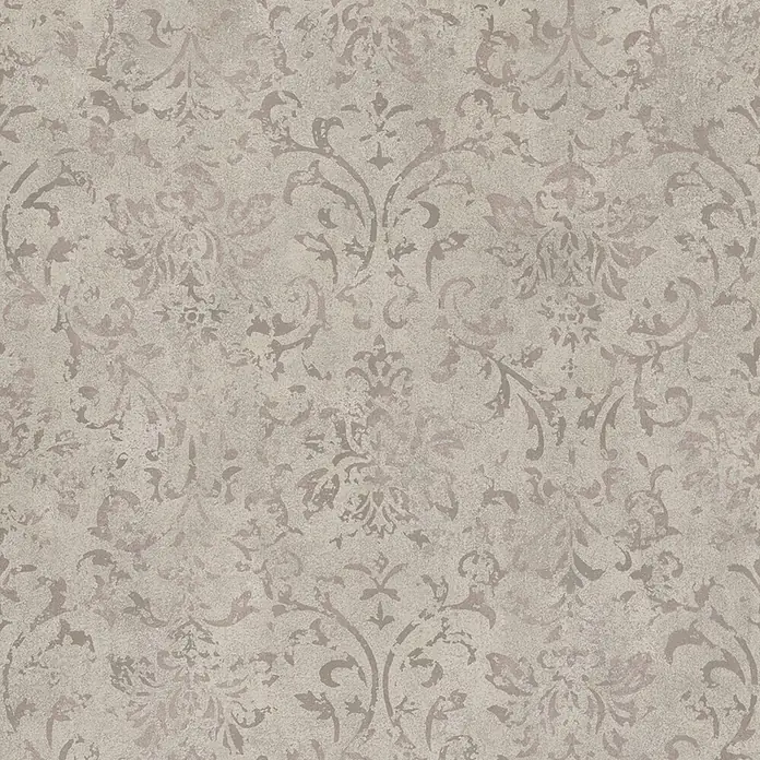 Marburg City Glow Vliestapete Ornamental - Braun, Ornament, 10,05 x 0,53 m - Taupe-Tapete mit abgenutztem Damastmuster.