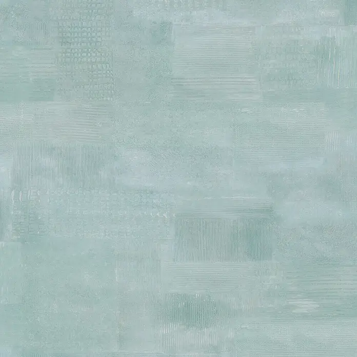 Marburg Novamur Plus Fresh UP Vliestapete Uni I - Grün-Blau, Uni, 10,05 x 0,53 m - Hellblau-grüne, texturierte Oberfläche mit verschiedenen geprägten geometrischen Mustern wie Linien und Rastern.
