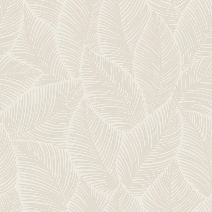 Marburg Novamur Plus Fresh UP Vliestapete Flora VII - Beige, Floral, 10,05 x 0,53 m - Nahtloses Muster mit hellbeigen tropischen Palmblättern.