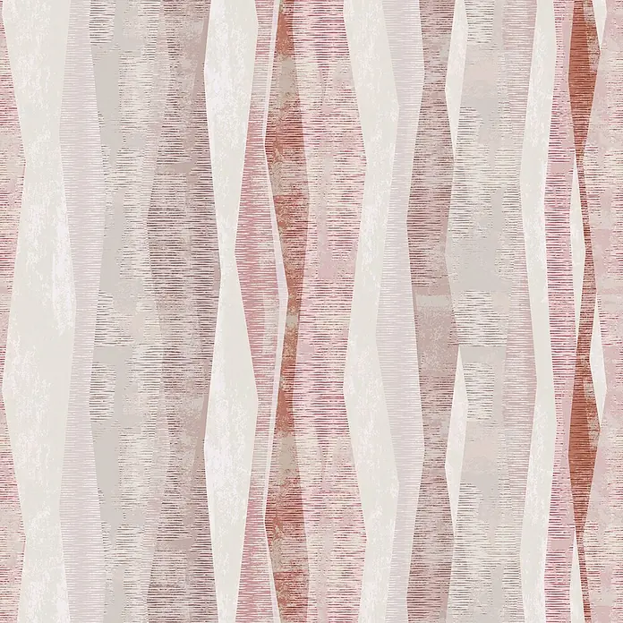 Marburg Novamur Plus Fresh UP Vliestapete Grafik I - Rot-Grau, Grafisch, 10,05 x 0,53 m - Abstraktes geometrisches Muster mit strukturierten vertikalen Streifen in Creme-, Rosa- und Brauntönen.