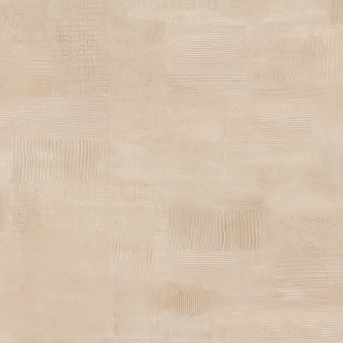 Marburg Novamur Plus Fresh UP Vliestapete Uni - Beige-Braun, Uni, 10,05 x 0,53 m - Helle beigefarbene Fliese mit dezenten strukturierten Patchwork-Mustern, geeignet für Wände oder Böden.
