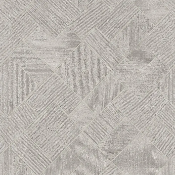 Marburg Ritus Vliestapete Grafik I - Grau-Beige, Grafisch, 10,05 x 0,53 m - Strukturiertes graues geometrisches Muster mit unterschiedlich gestreiften Quadraten und Rechtecken, ein modernes Korbflechtmuster.