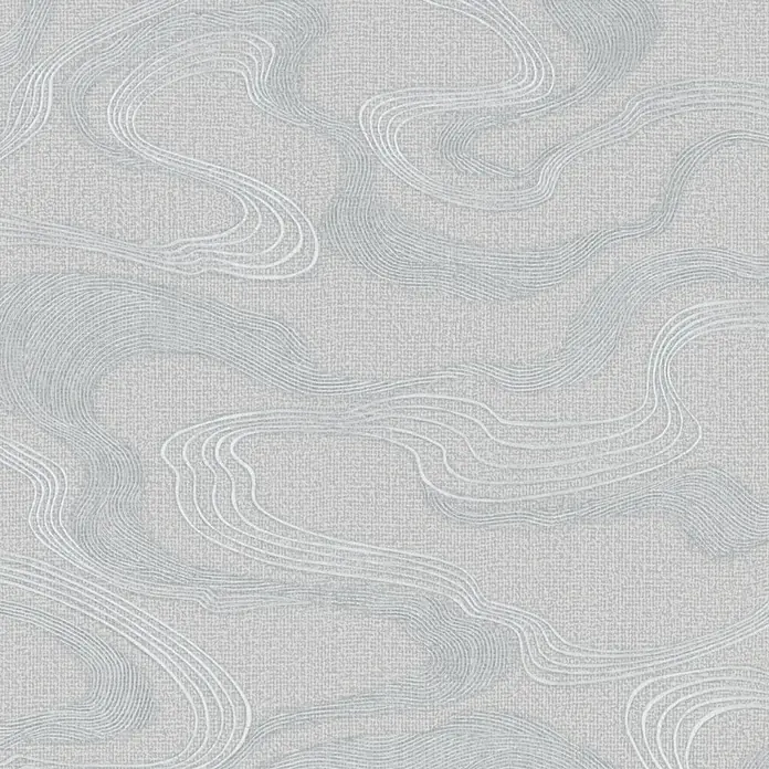 Marburg Kumano Vliestapete Grafik I - Grau, Grafisch, 10,05 x 0,53 m - Hellgraues Strukturmuster mit fließenden, welligen Linien. Ideal für Tapeten oder Textilien.