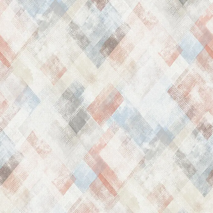 Marburg Novamur Plus Fresh UP Vliestapete Grafik - Blau-Beige, Grafisch, 10,05 x 0,53 m - Abstraktes geometrisches Muster mit texturierten Formen in Hellblau, Pfirsich und Grau.