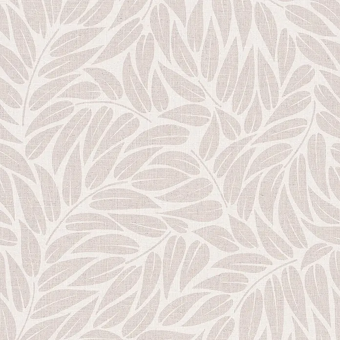 Marburg Boho Vliestapete Floral I - Grau, Floral, 10,05 x 0,53 m - Hellbeiges Leinenmuster mit abstrakten hellgrauen Blättern.
