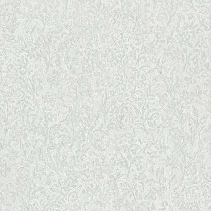 Marburg Ritus Vliestapete Floral - Grau, Floral, 10,05 x 0,53 m - Hellgraue, strukturierte Tapete mit zartem floralem Muster in Blautönen.