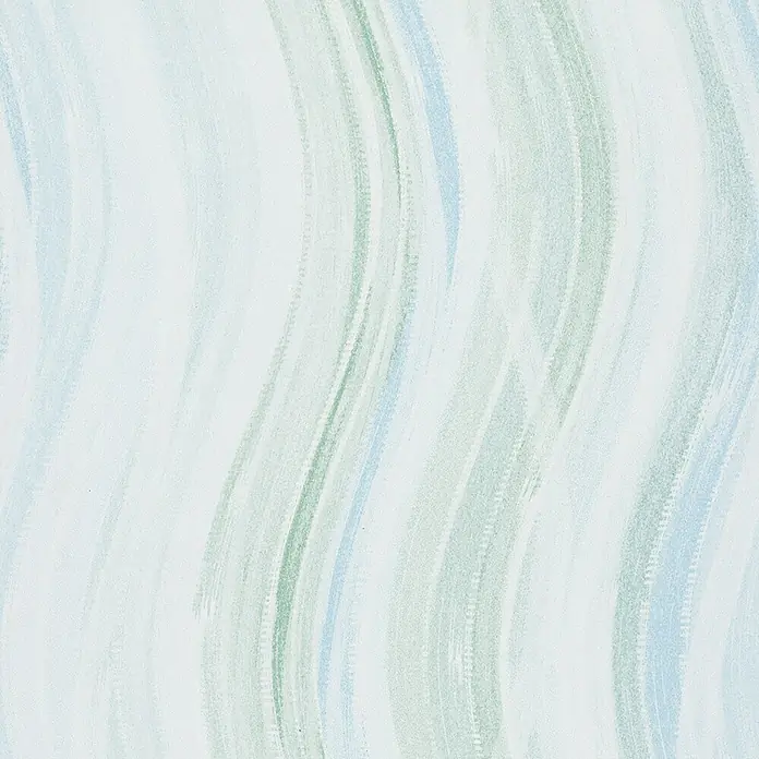 Marburg Vliestapete Novamur Oriana Grafik - Weiß-Grün-Blau, Grafisch, 10,05 x 0,53 m - Abstraktes Muster mit sanften gewellten Pinselstrichen in hellblauen und hellgrünen Farbtönen.