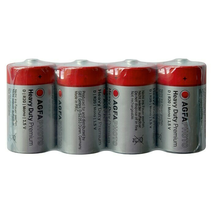 Batterie Heavy Duty (Mono D, Zink-Kohle, 1,5 V, 4 Stk.)