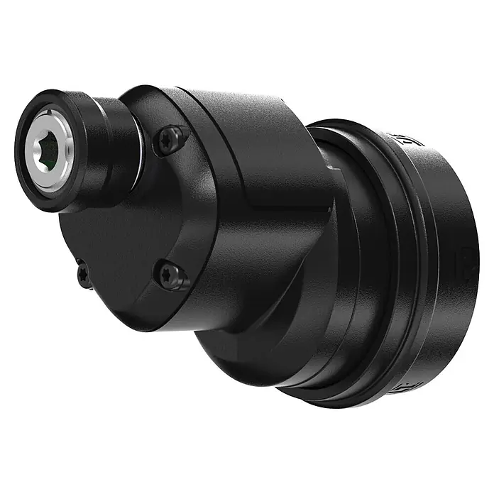DeWalt XR 18V Taladro atornillador de batería DCD803D2T - 18 V, 2 baterías, 2 Ah, 73 Nm - Componente industrial negro mate con acabado texturizado, tornillos en forma de estrella y accionamiento hexagonal interno en el extremo.