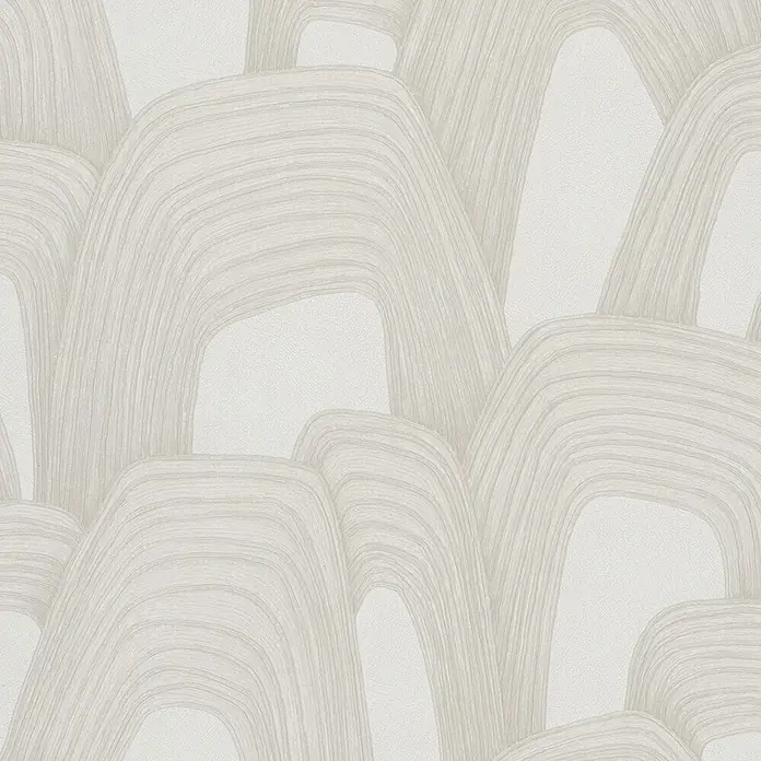 Marburg Whisper Vliestapete Grafik - Beige, Grafisch, 10,05 x 0,53 m - Helle beige Tapete mit abstrakten, texturierten Wellenmustern.