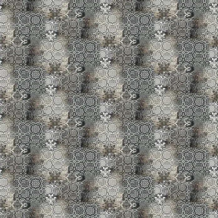 Marburg Smart Art Aspiration Fototapete Grafik-Muster - B x H: 212 x 340 cm, Vlies - Nahtloses Muster aus ornamentalen grauen und schwarzen Fliesen mit Used-Look.