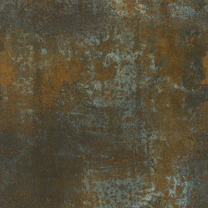 Marburg Smart Art Aspiration Fototapete Struktur IV - Kupfer, B x H: 212 x 340 cm, Vlies - Verrostete Metalltextur mit dominanter orange-brauner Korrosion und dunkelblau-grauer Oxidation.