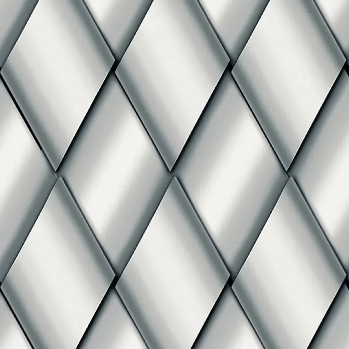 Marburg Smart Art Aspiration Fototapete Grafik IV - B x H: 106 x 270 cm, Vlies - Nahtloses geometrisches Muster aus ineinandergreifenden silbergrauen Rauten mit 3D-Weboptik.