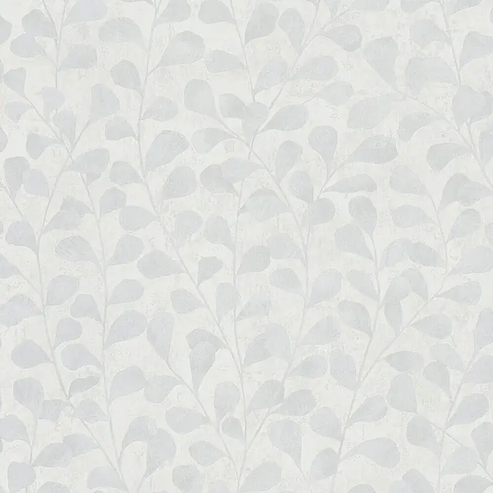Marburg Vliestapete Novamur Naomi Floral - Weiß, Floral, 10,05 x 0,53 m - Hellgraue Blättermuster-Tapete mit subtiler Textur.