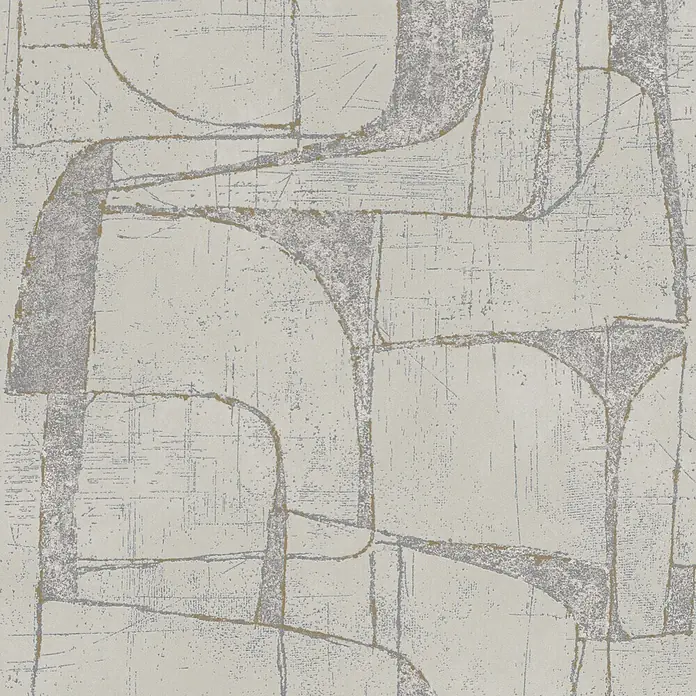 Marburg Vliestapete Novamur Leyla Grafik - Beige, Grafisch, 10,05 x 0,53 m - Abstraktes, distressed Muster mit hellgrauen und goldenen Linien und Formen.