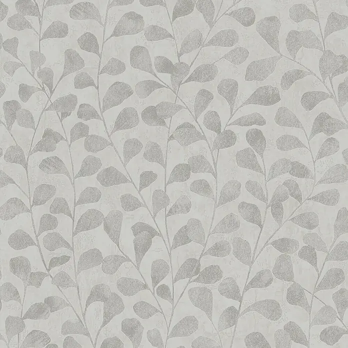 Marburg Vliestapete Novamur Naomi Floral - Grau-Beige, Floral, 10,05 x 0,53 m - Hellgraue Tapete mit wiederholendem Blattrankenmuster und leichter Struktur.