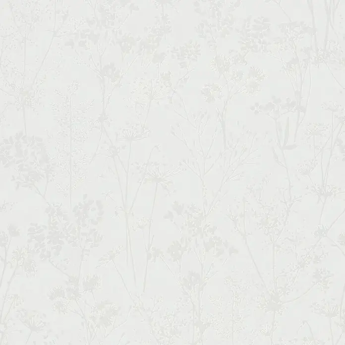 Marburg Vliestapete Novamur Mona Floral I - Weiß, Floral, 10,05 x 0,53 m - Weiße Tapete mit dezentem, hellgrauem botanischem Muster aus zarten Wildblumen.