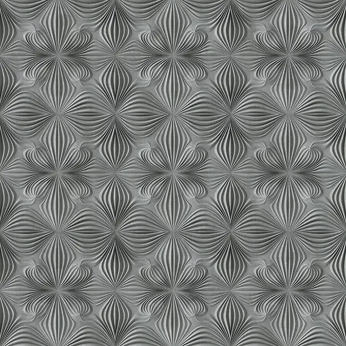 Marburg Smart Art Aspiration Fototapete Grafisch - B x H: 159 mm x 270 cm, Vlies, Grau - Graue, geprägte Dekorplatte mit nahtlosem floral-geometrischem Muster und 3D-Textur.