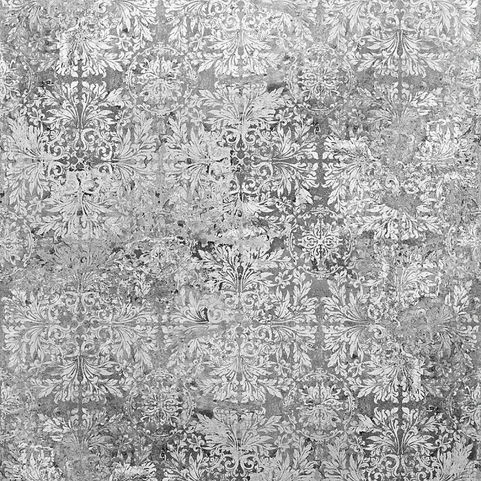 Marburg Smart Art Aspiration Fototapete Ornamental - B x H: 159 mm x 270 cm, Vlies, Grau - Abgenutztes graues und weißes Damastmuster auf strukturierter Oberfläche.