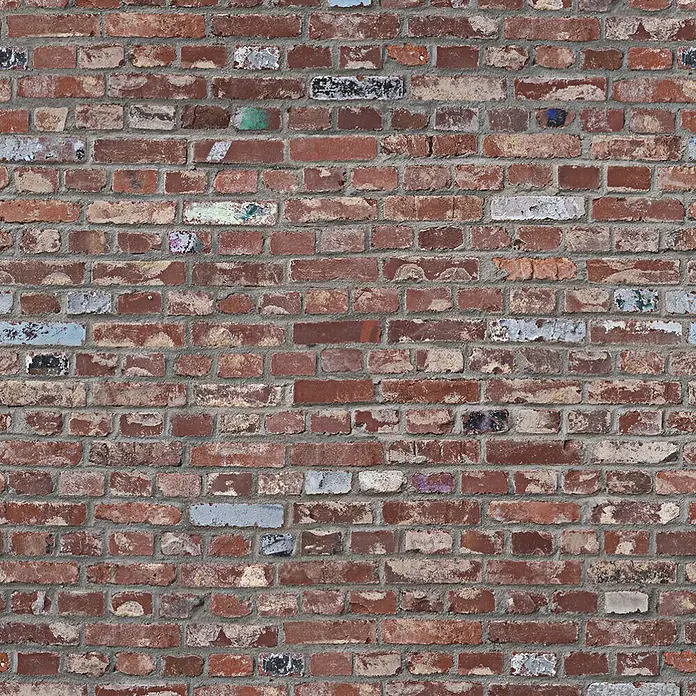 Marburg Smart Art Easy Fototapete Mauer - B x H: 159 mm x 270 cm, Vlies, Rot - Nahtlose Textur einer alten, verwitterten Ziegelwand mit roten und braunen Ziegeln, Spuren von Farbresten und grauem Mörtel.