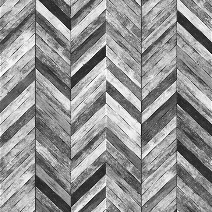 Marburg Fototapete Holzoptik - B x H: 159 mm x 270 cm, Vlies, Grau - Chevron-Muster aus Holzbrettern in Grautönen, für rustikalen Boden- oder Wandbelag.