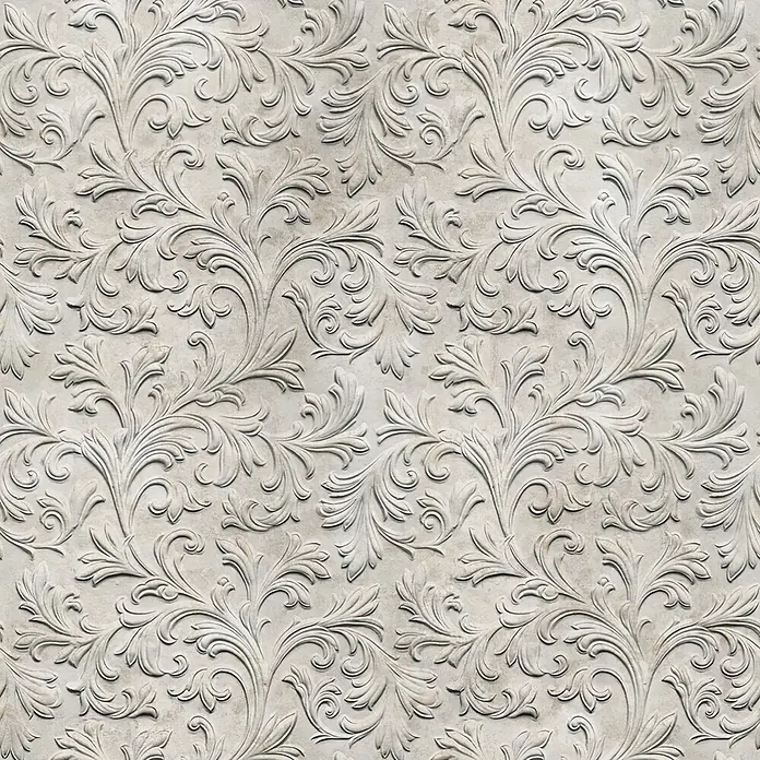 Marburg Smart Art Aspiration Fototapete Ornamental I - B x H: 159 mm x 270 cm, Vlies, Beige - Geprägte hellgraue Dekorplatte mit aufwendigem floralem und Ranken-Basreliefmuster.