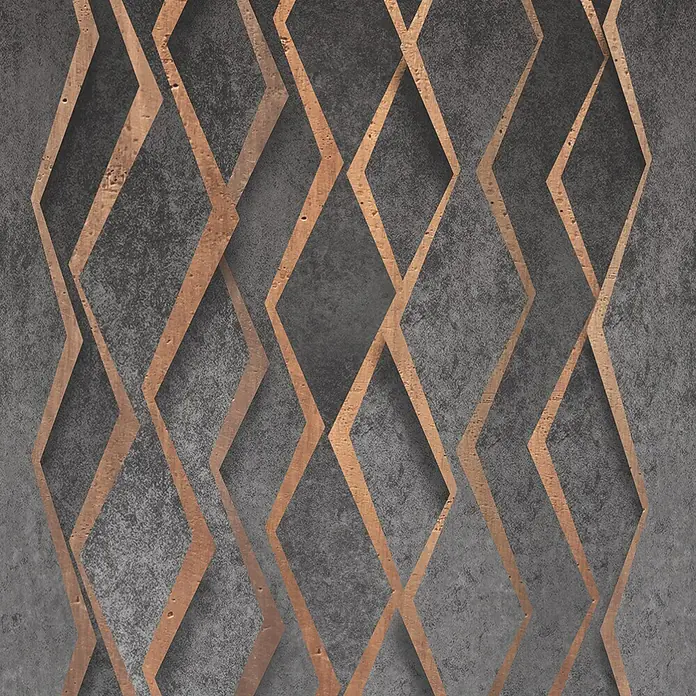 Marburg Smart Art Aspiration Fototapete Grafik I - B x H: 159 mm x 270 cm, Vlies, Anthrazit-Bronze - Modernes Dekorationsmuster: metallische bronzene Rautenformen auf dunklem strukturiertem Hintergrund.