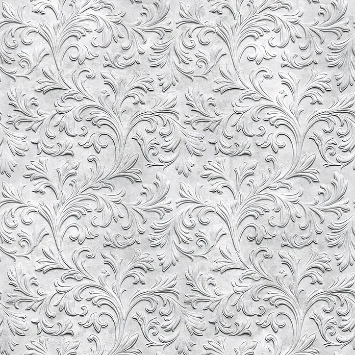 Marburg Smart Art Aspiration Fototapete Ornamental I - B x H: 159 mm x 270 cm, Vlies, Grau - Nahtloses weißes Texturrelief mit ornamentalem Blumenmuster.