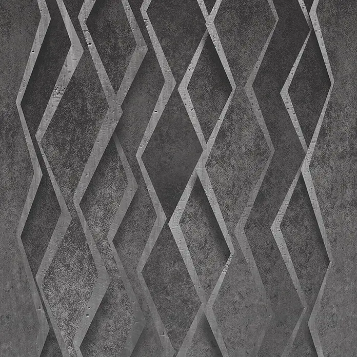 Marburg Smart Art Aspiration Fototapete Grafik I - B x H: 159 mm x 270 cm, Vlies, Anthrazit - Strukturierter dunkelgrauer geometrischer Muster mit einem 3D-Rauten-Design.
