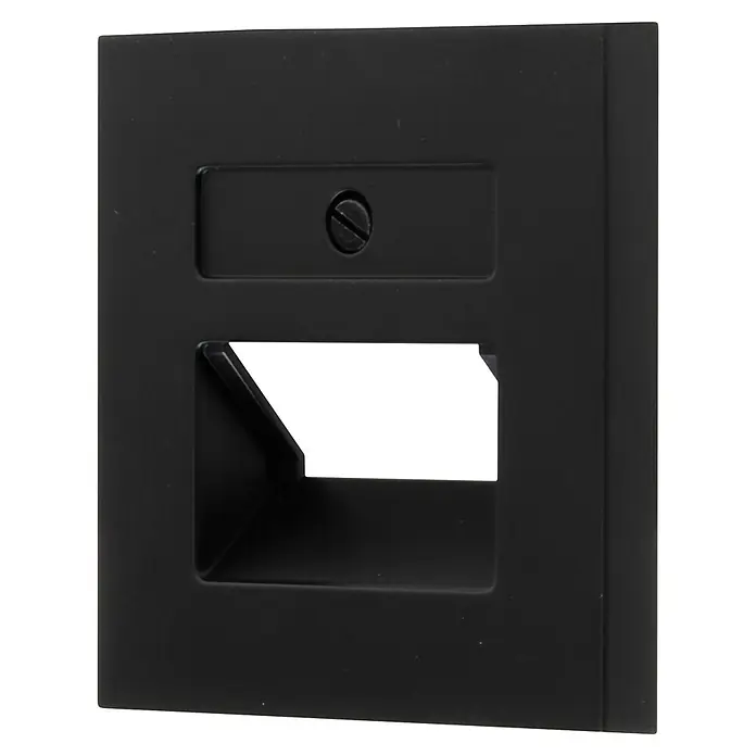 Kopp UAE-Abdeckung Athenis - Schwarz matt, Kunststoff, Schrauben - Schwarze Wandplatte mit Schraube und rechteckiger Öffnung.