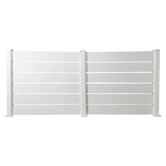 Dioco Smartwall Valla Persiana doble - L x Al: 360 x 100 cm, Blanco, Aluminio - Paneles de valla modulares blancos con lamas horizontales.