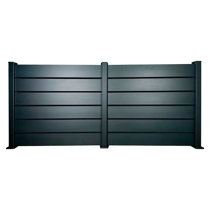 Dioco Smartwall Valla Persiana doble - L x Al: 360 x 100 cm, Antracita, Aluminio - Valla de privacidad de aluminio gris oscuro con lamas horizontales.
