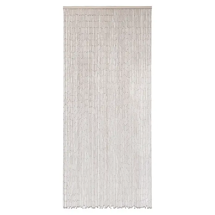 Conacord Türvorhang - Weiß, B x H: 90 x 200 cm - Naturfarbener Perlenvorhang aus Holz für Türen oder Raumteiler.