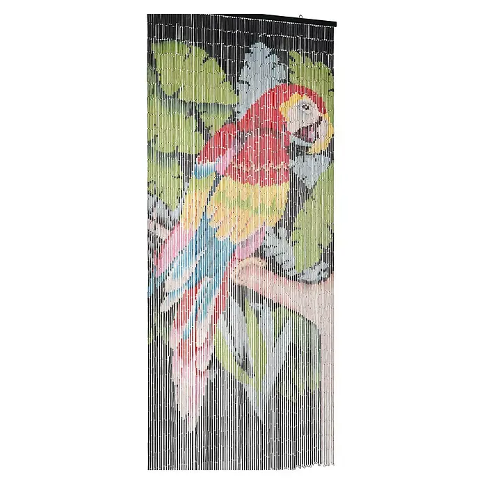 Conacord Türvorhang Papagei - Bunt, B x H: 90 x 200 cm - Bunter Bambus-Perlenvorhang mit lebhaftem Papageienmotiv, ideal für Türen oder als Raumteiler.