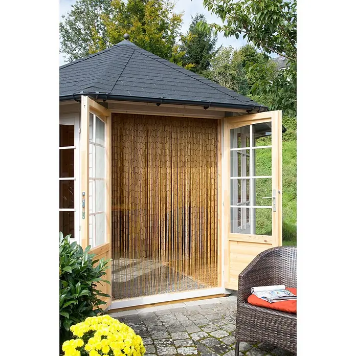 Conacord Türvorhang Saigon - Natur, B x H: 100 x 230 cm - Natürlicher Bambus-Türvorhang in einer Gartenhaustür, bietet Sichtschutz und Schatten.