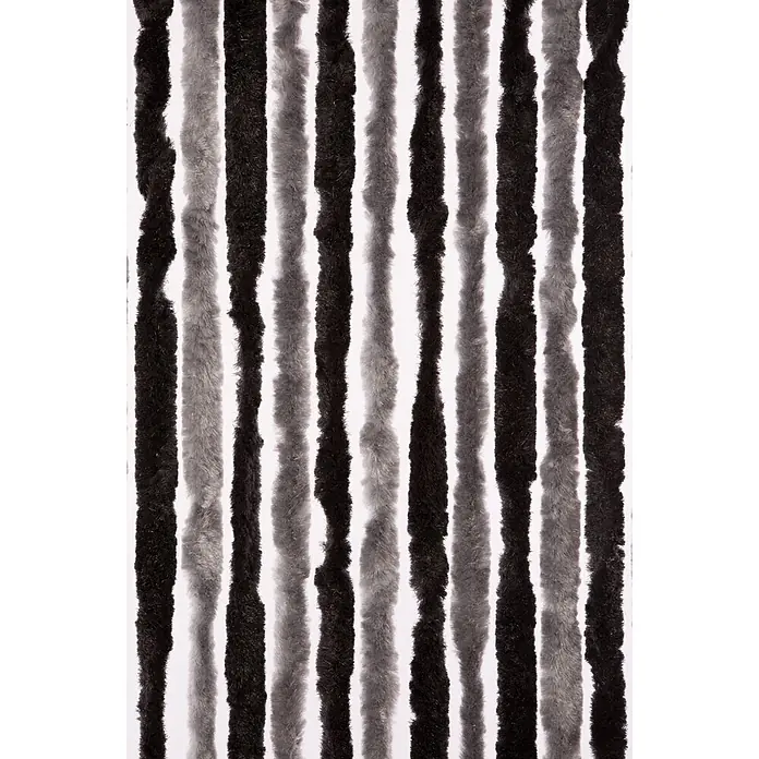 Conacord Türvorhang Flauschi - Schwarz/Grau, B x H: 90 x 200 cm - Weiche, vertikale schwarz-graue gestreifte Stofftextur.