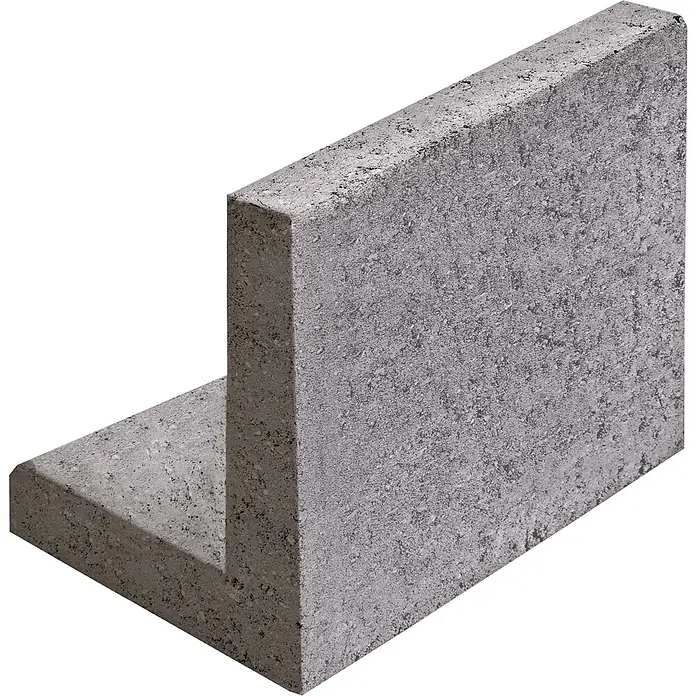 EHL EIBA L-Stein - 35 cm, 25 cm, Stärke: 6 cm, Anthrazit - Rauher grauer L-förmiger Betonstein.