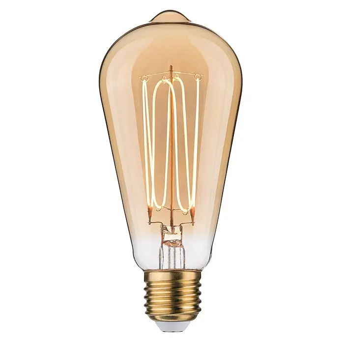 Paulmann LED-Lampe Filament in I-Form ST64 - E27, Dimmbar, Warmweiß, 300 lm, 4,2 W - Bernsteinfarbene Vintage Edison Glühbirne mit glühendem Filament und Messingsockel.