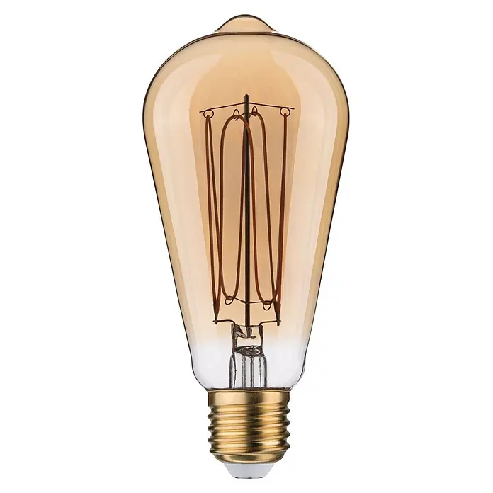 Paulmann LED-Lampe Filament in I-Form ST64 - E27, Dimmbar, Warmweiß, 300 lm, 4,2 W - Vintage Edison-Glühbirne aus bernsteinfarbenem Glas mit Zierfaden und Messingsockel.