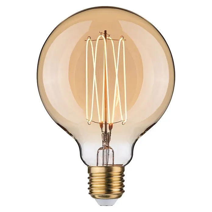 Paulmann LED-Lampe Filament in I-Form G95 - E27, Dimmbar, Warmweiß, 300 lm, 4,2 W - Bernstein Edison LED-Glühbirne im Vintage-Stil mit glühenden Filamenten und goldener Schraubfassung.