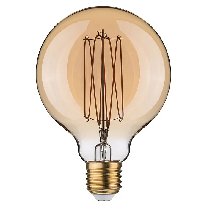 Paulmann LED-Lampe Filament in I-Form G95 - E27, Dimmbar, Warmweiß, 300 lm, 4,2 W - Bernstein-getönte Glasglühbirne mit sichtbarem Glühfaden und Messingsockel.