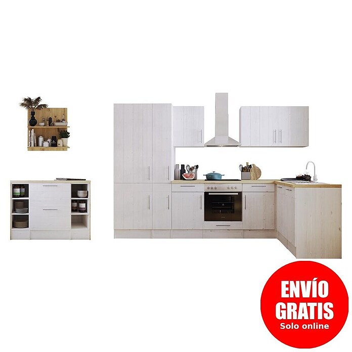 Respekta Cocina de isla Anton (An x L: 310 x 172 cm, Blanco, Con electrodomésticos) | BAUHAUS
