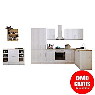 Respekta Cocina de isla Anton (An x L: 310 x 172 cm, Blanco, Con electrodomésticos)