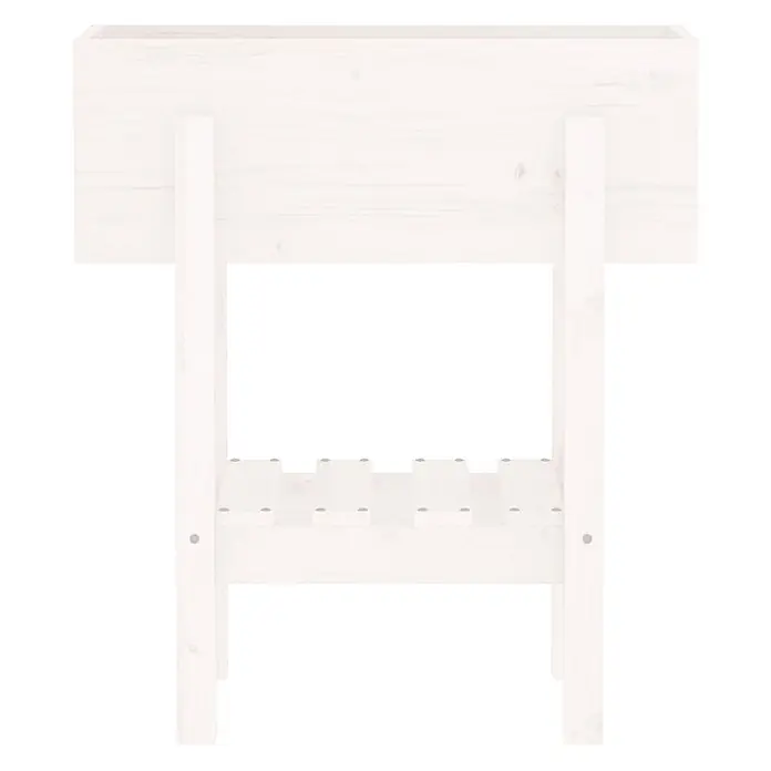 Furnicato Kräuterhochbeet Massives Kiefernholz - L x B x H: 30 x 62 x 69 cm, Material: Holz - Weißer hölzerner Hochbeet-Pflanzkasten mit einer unteren Lattenablage.
