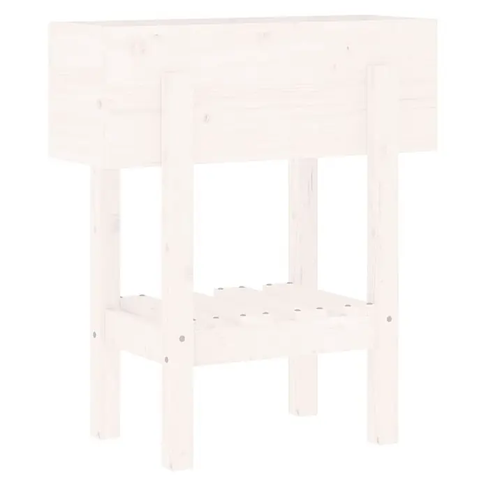 Furnicato Kräuterhochbeet Massives Kiefernholz - L x B x H: 30 x 62 x 69 cm, Material: Holz - Helles hölzernes Hochbeet mit unterer Ablagefläche.